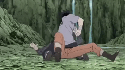 Naruto And Sasuke Scuffle GIF