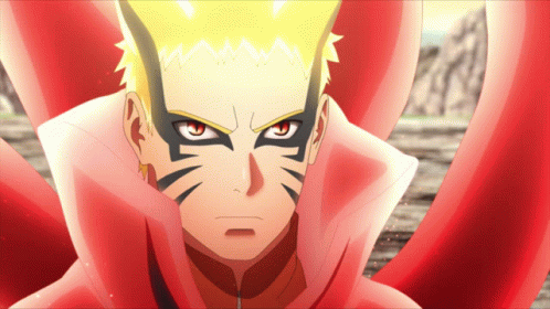 Naruto's Baryon Mode Confronts Opponent GIF