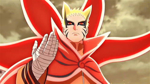 Naruto Baryon Mode In Red Costume GIF