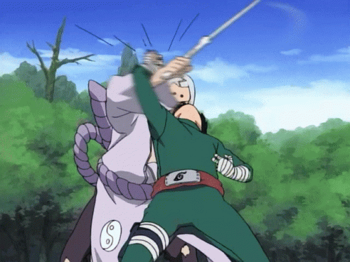Naruto Fight Drunk Rock Lee Versus Kimimaru GIF