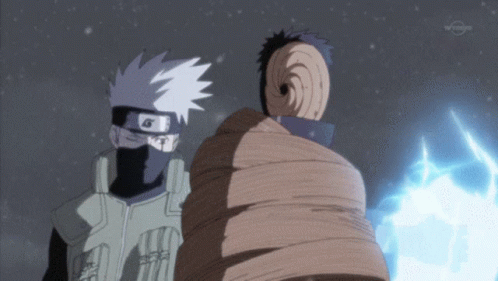 Naruto Fight Kakashi Using Chidori On Tobi GIF