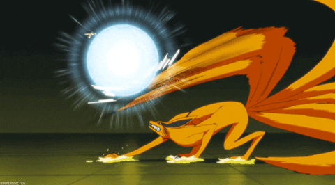 Naruto Fight Kurama Using Rasenggan GIF