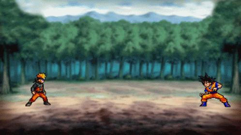 Naruto Fighting Goku GIF