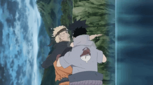 Naruto Fighting Sasuke At Cliff GIF