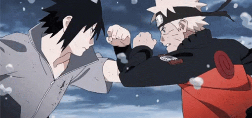 Naruto Fighting Sasuke Face To Face GIF