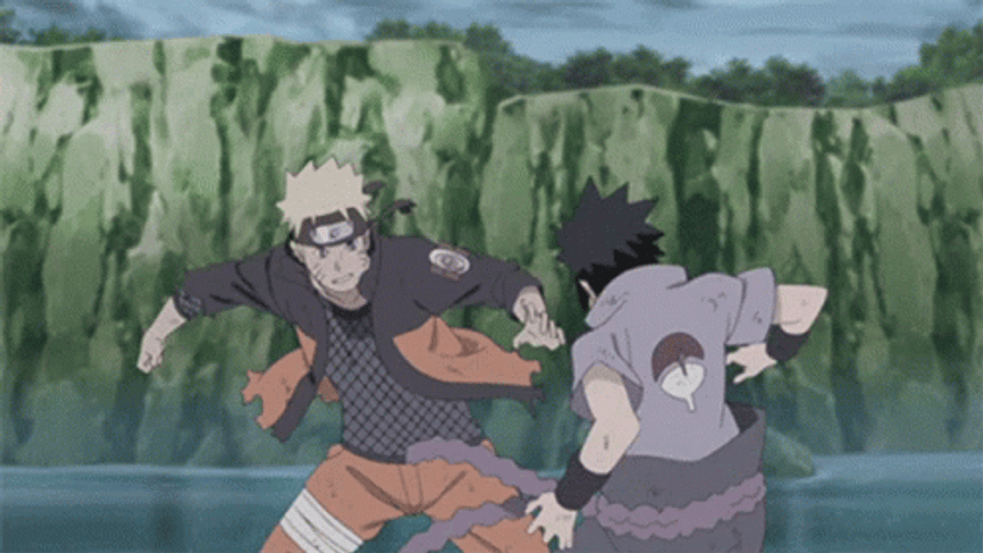 Naruto Fighting Sasuke With Fist GIF