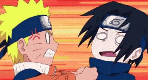 Naruto Grabbing Sasuke Funny GIF