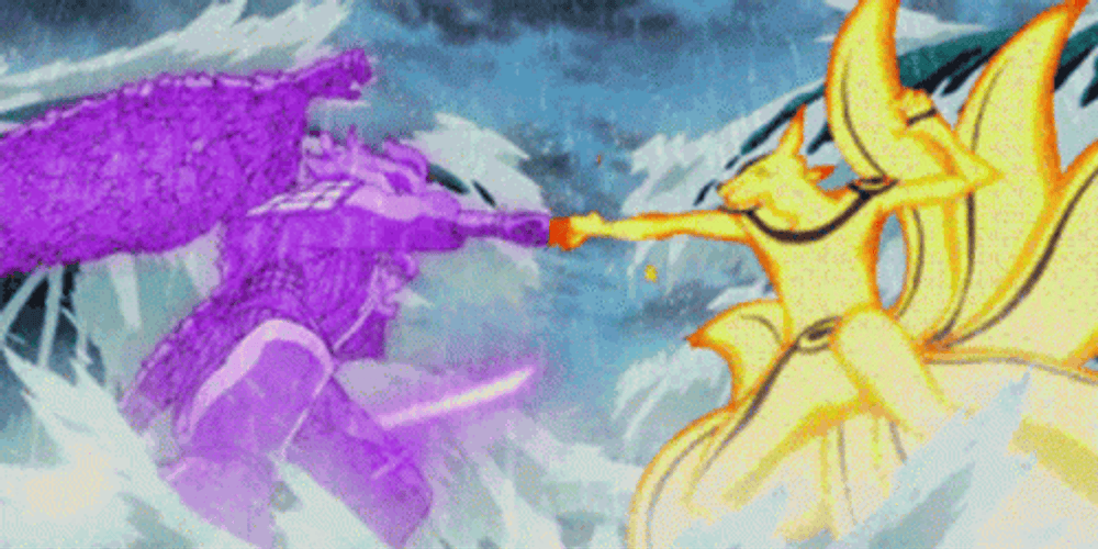 Naruto Karuma Vs Sasuke Garuda Fighting GIF