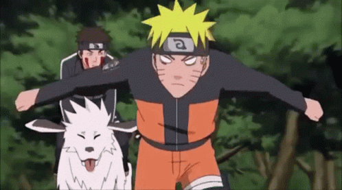 Naruto Running Away Fart Akamaru And Kiba GIF
