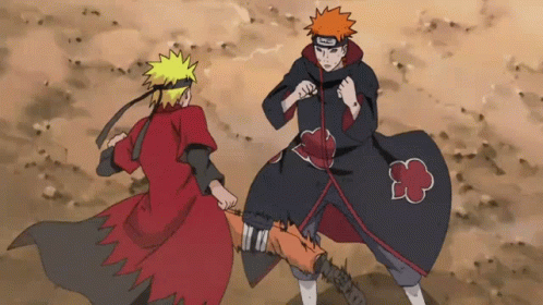 Naruto Sage Mode Kicking Pain GIF