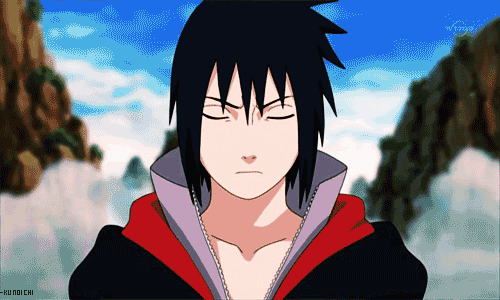 Naruto Sasuke Uchiha Dark Gaze Blue Sky Background GIF