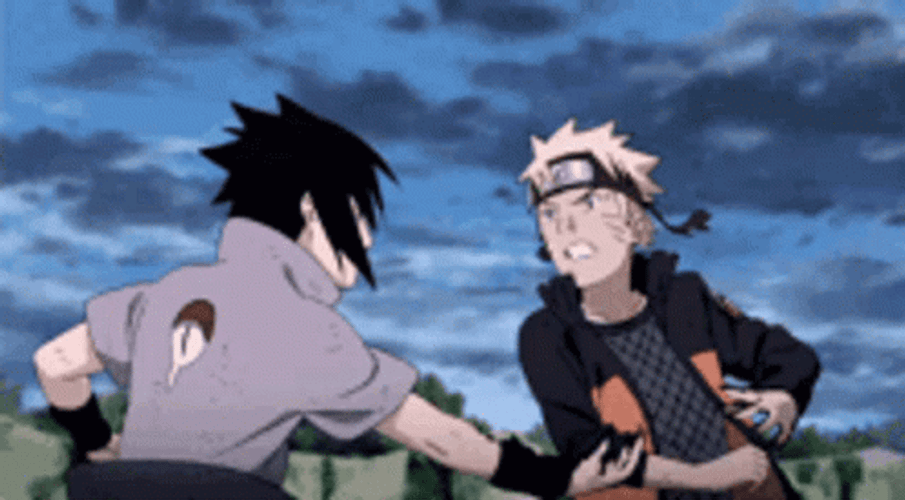 Naruto Uzamaki Fighting Sasuke Uchiha GIF