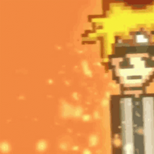 Naruto Uzumaki Pixel Art Fiery Background GIF