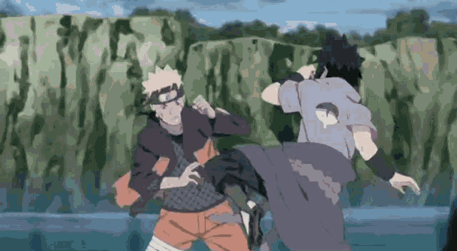 Naruto Vs Sasuke Fire Ball Jutsu GIF