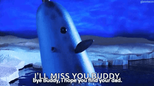 Narwhal Saying I'll Miss You Buddy Bye Buddy GIF