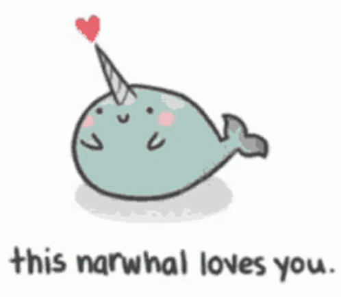 Narwhal With Heart Saying This Narwhal Loves You GIF
