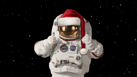 Nasa Astronaut Wearing Santa Claus Hat GIF