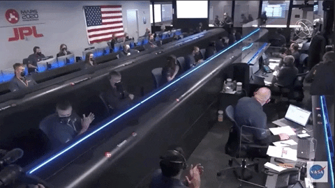 Nasa Employees On Their Seats Aerial View GIF