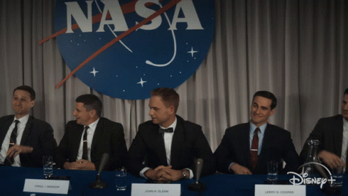 Nasa Press Conference Men Raising Hands GIF