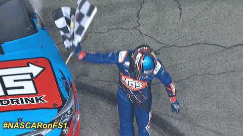 Nascar Car Racing Kyle Busch Flag Win GIF