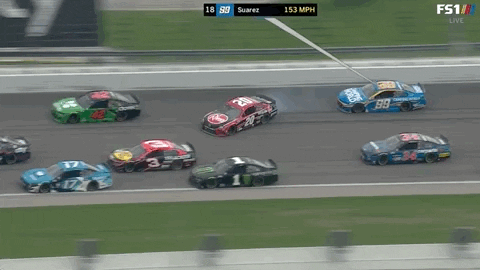 Nascar Crash One Car Rotating GIF