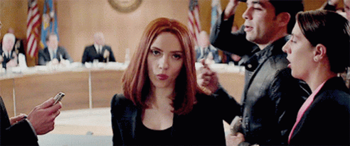 Natasha Romanoff Walking Out Smiling GIF