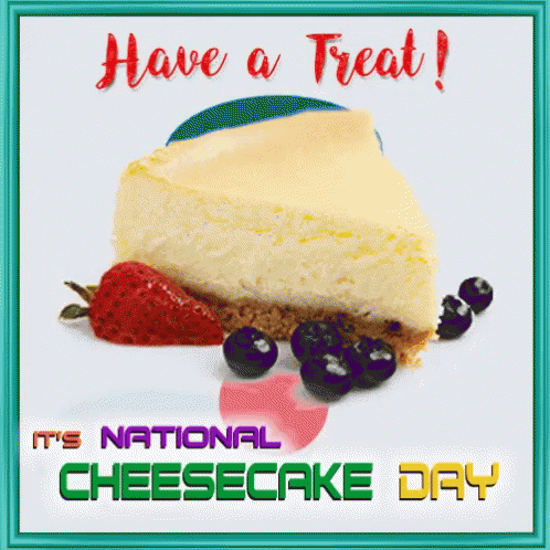 National Cheesecake Day Card with Slice and Blueberries