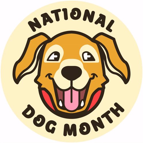 National Dog Month Logo With Smiling Dog