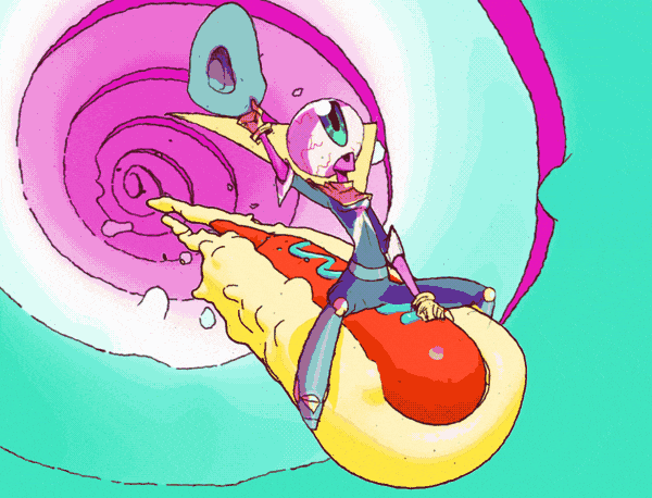 National Hot Dog Day Alien Riding Flying Bun GIF