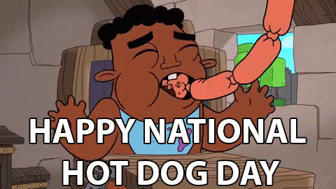 National Hot Dog Day Baby Eating Sausages GIF