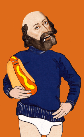 National Hot Dog Day Drooling Man Carrying Sandwich GIF