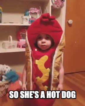 National Hot Dog Day Kid In Sandwich Costume GIF