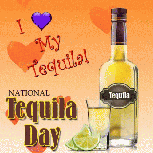 National Tequila Day Poster with Bottle and Shot