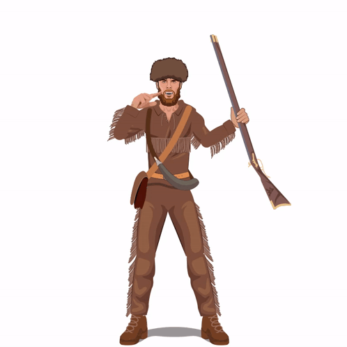 Native American Man Holding Rifle Over Head