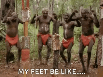 Native Americans Dancing In Woods Saying My Feet Be Like GIF