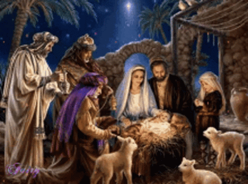 Nativity Scene Fairy Painting GIF
