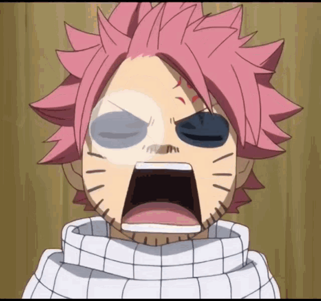 Natsu Dragneel Fairy Tail Sleeping Angry Wake Up GIF