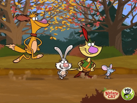 Nature Cat Characters Hiking GIF