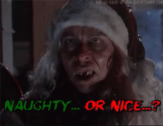 Naughty Or Nice Crypt Keeper Santa GIF