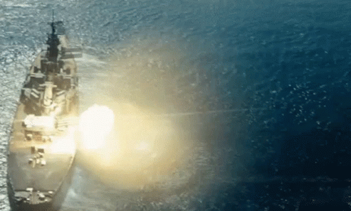 Navy Battleship Firing Cannons Intense War GIF