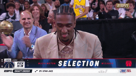 Nba Draft Delighted Alex Sarr Standing Up GIF