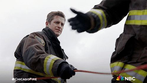 NBC Ad Chicago Fire Two Firefighters GIF