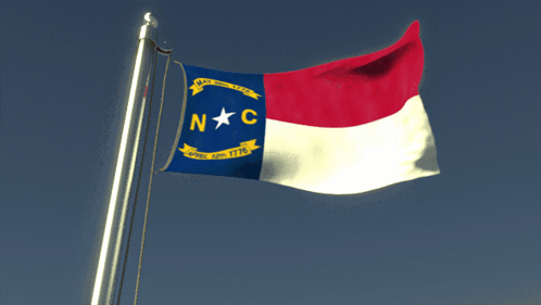 NC Flag Flying In Blue Sky GIF