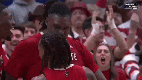 Nc State Player Shouting And Hugged By Teammate GIF