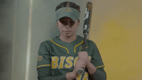 Ndsu Softball Player Holding Bat GIF