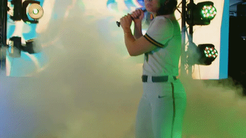 Ndsu Softball Player Ready To Swing Bat GIF