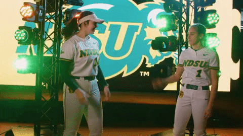 Ndsu Softball Players Shoulder Bump GIF