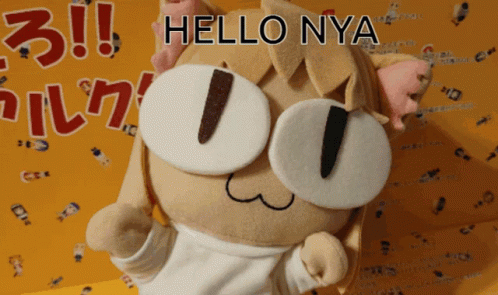 Neco Arc Stuffed Toy Waving GIF