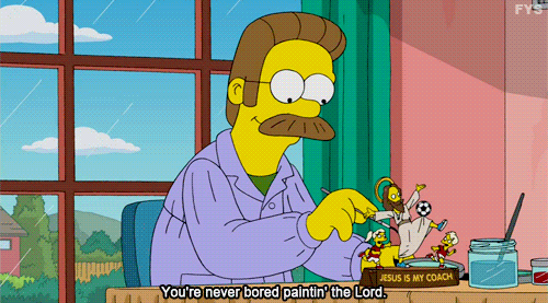 Ned Flanders You're Never Bored Painting The Lord GIF