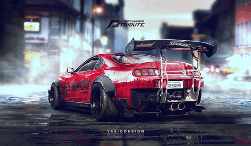 Need For Speed Red Toyota Supra GIF